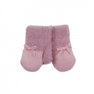 Термо ръкавици с панделка в розово