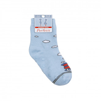 Термочорапи със силиконови стъпки "Train" в светлосиньо