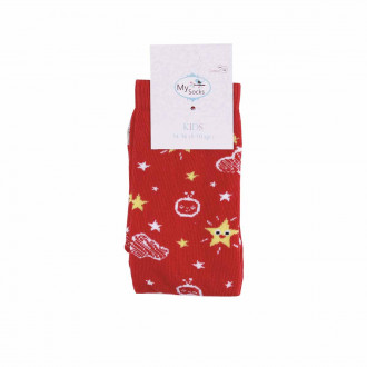 Детски къси чорапки за момичета "Небе" в коралов цвят