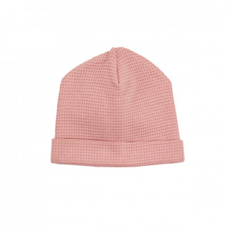 Трикотажна детска шапка в опушено розово
