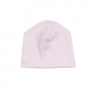 Трикотажна детска шапка в розов пепит