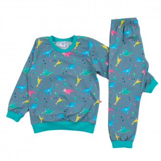 Трикотажна пижама за момчета "Дино" в сиво 1