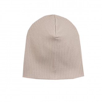 Детска шапка от едър памучен рипс в бежово