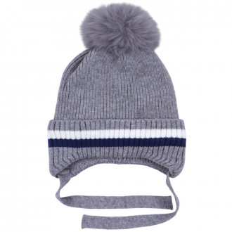 Бебешка зимна шапка в сив меланж