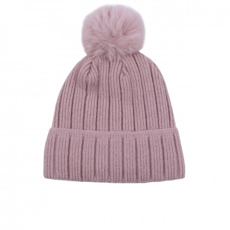 Зимна шапка за момичета ''Soft'' в опушено розово
