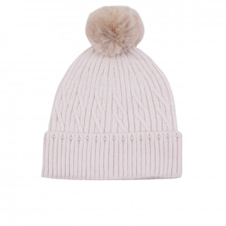 Зимна шапка за момичета ''Pearl'' в крем