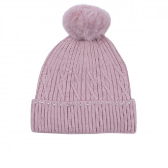Зимна шапка за момичета ''Pearl'' в опушено розово