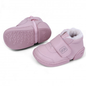 Зимни буйки за прохождане с пух в розово