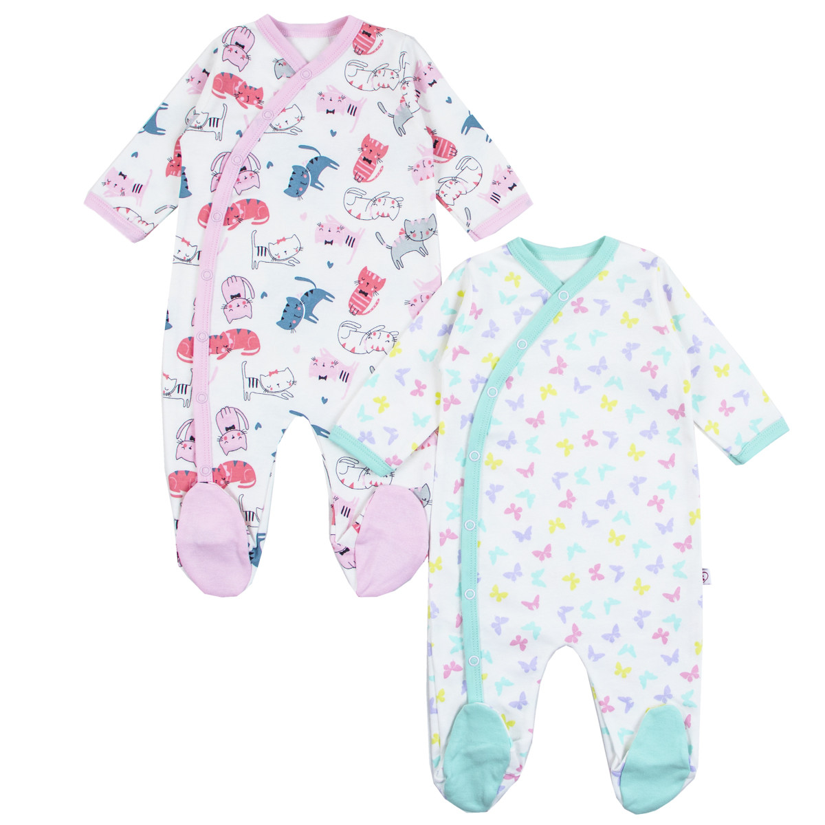 Комплект 2 бр. гащеризони в розово и бяло