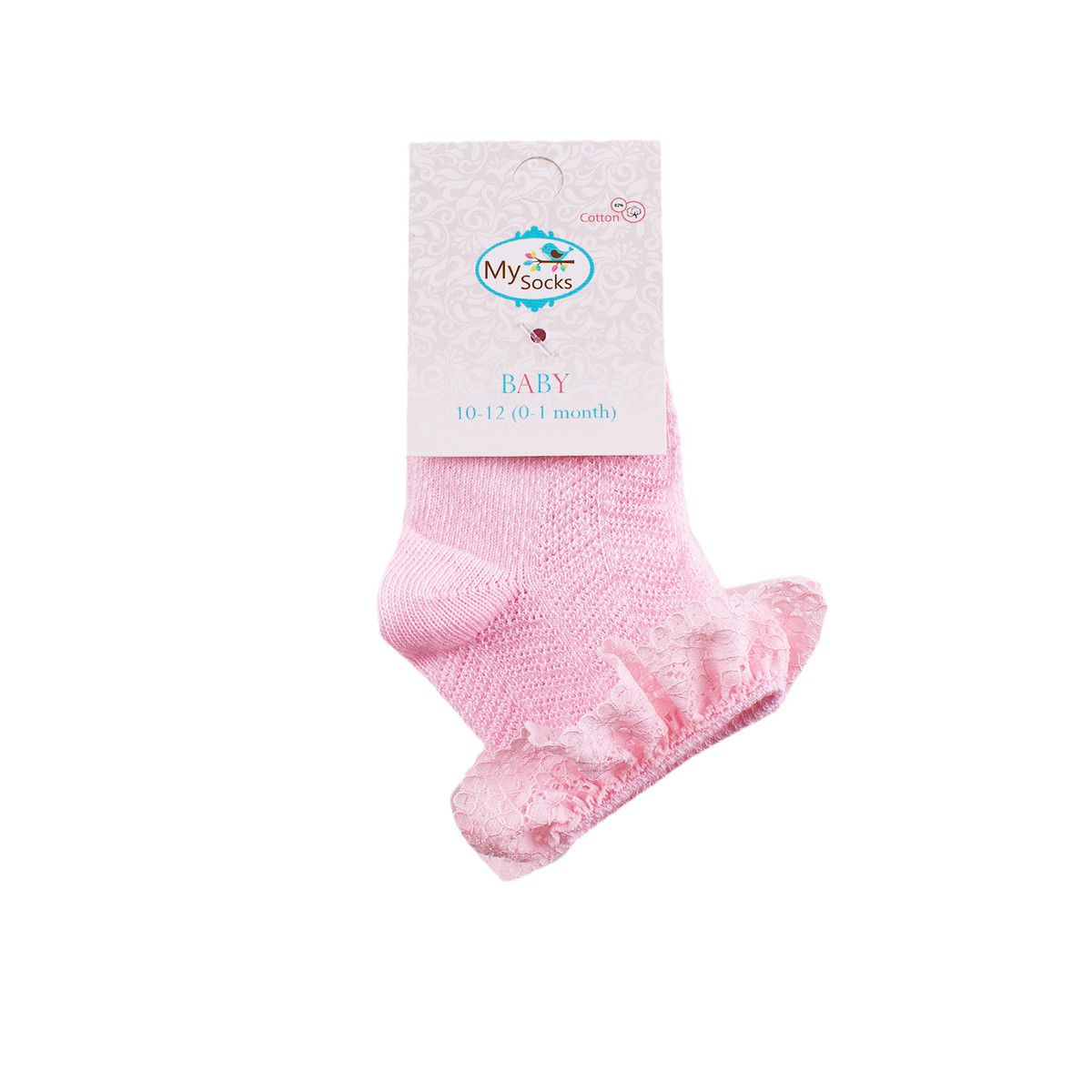 Бебешки къси чорапки с дантела