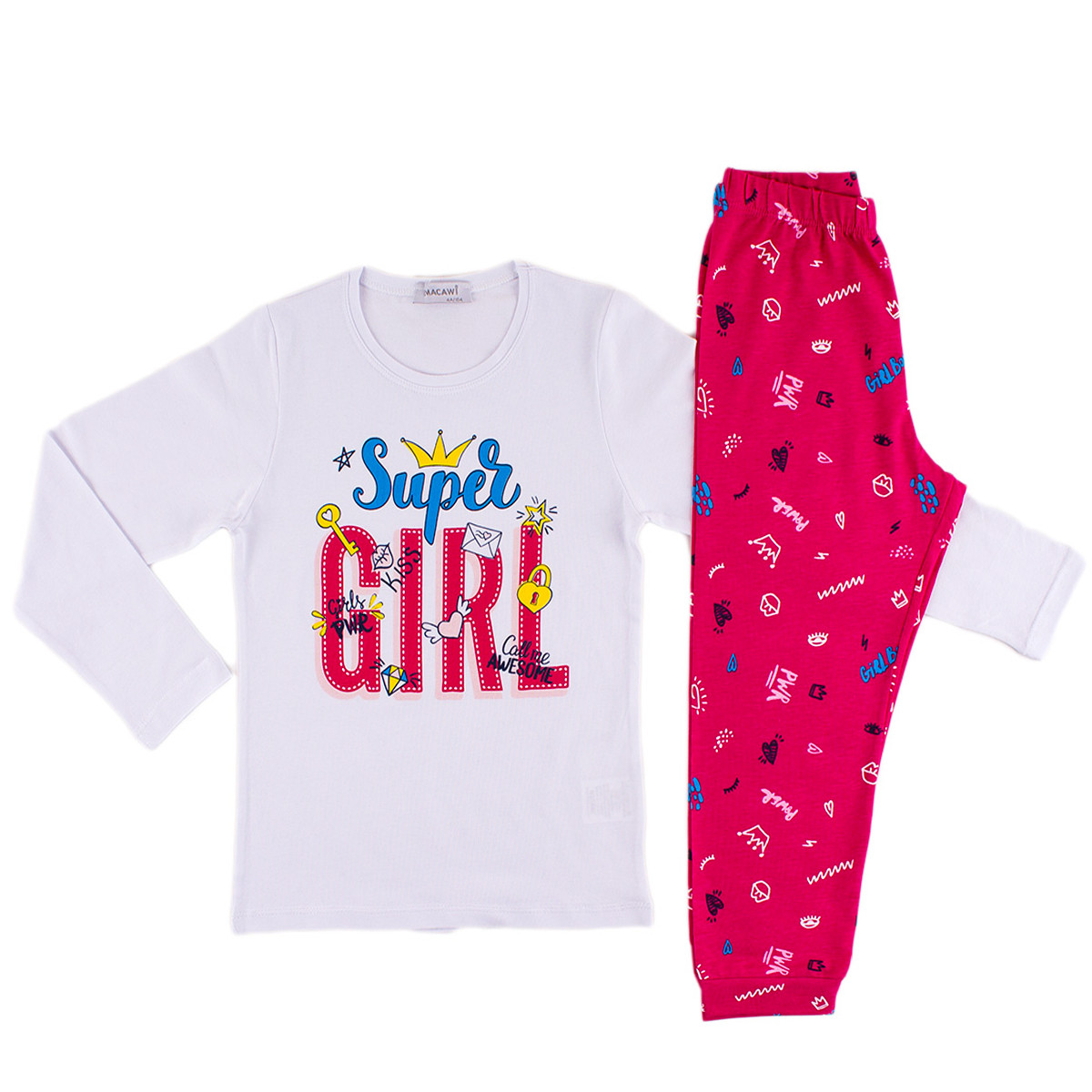 Памучна пижама за момичета