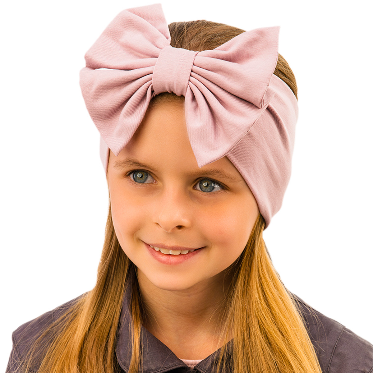 Детска лента за глава в опушено розово