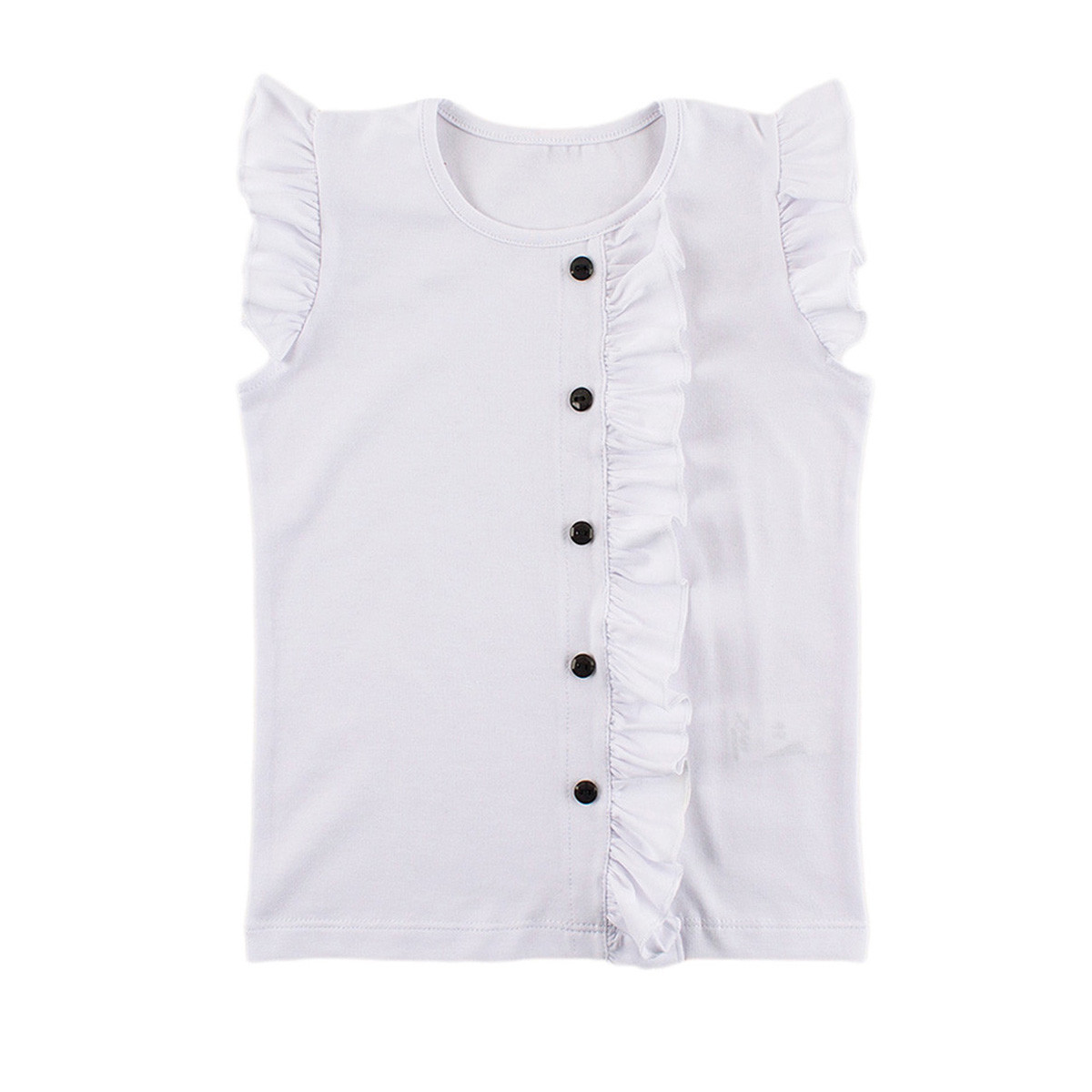 Лятна бяла блузка с къдрички за момичета