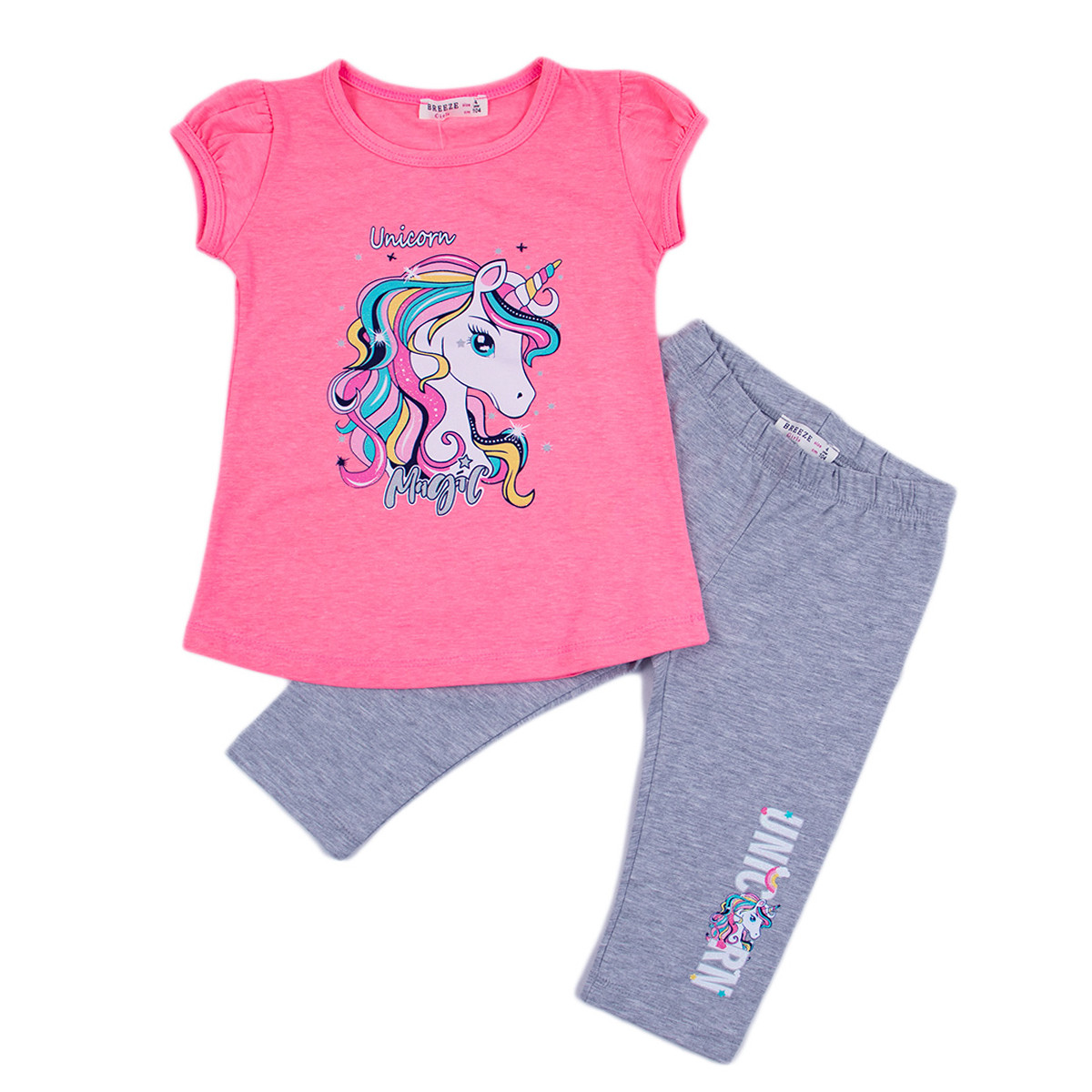 Летен комплект с герой в розово и сиво