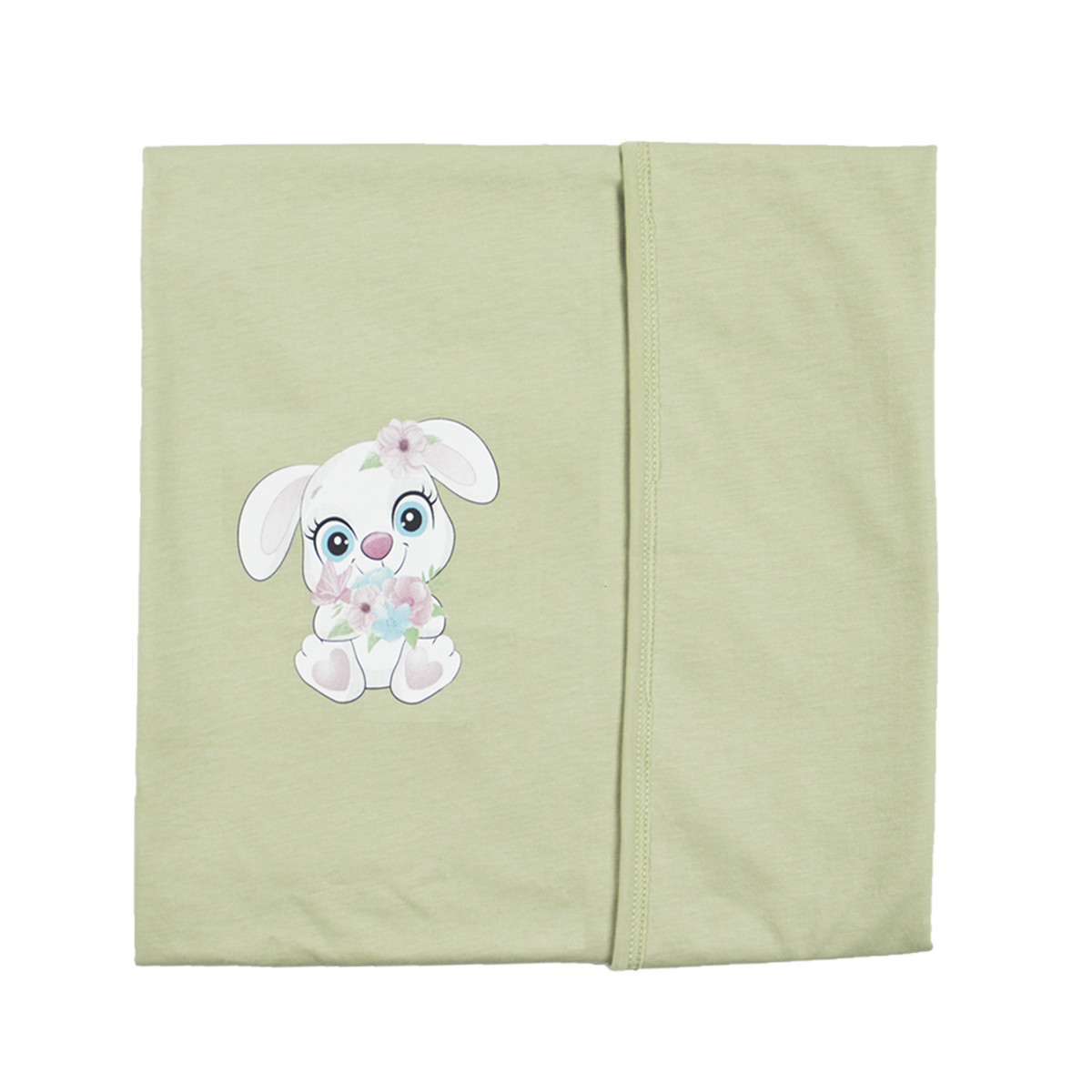Двупластова памучна пелена с "Sweet bunny" в зелено 90 х 70