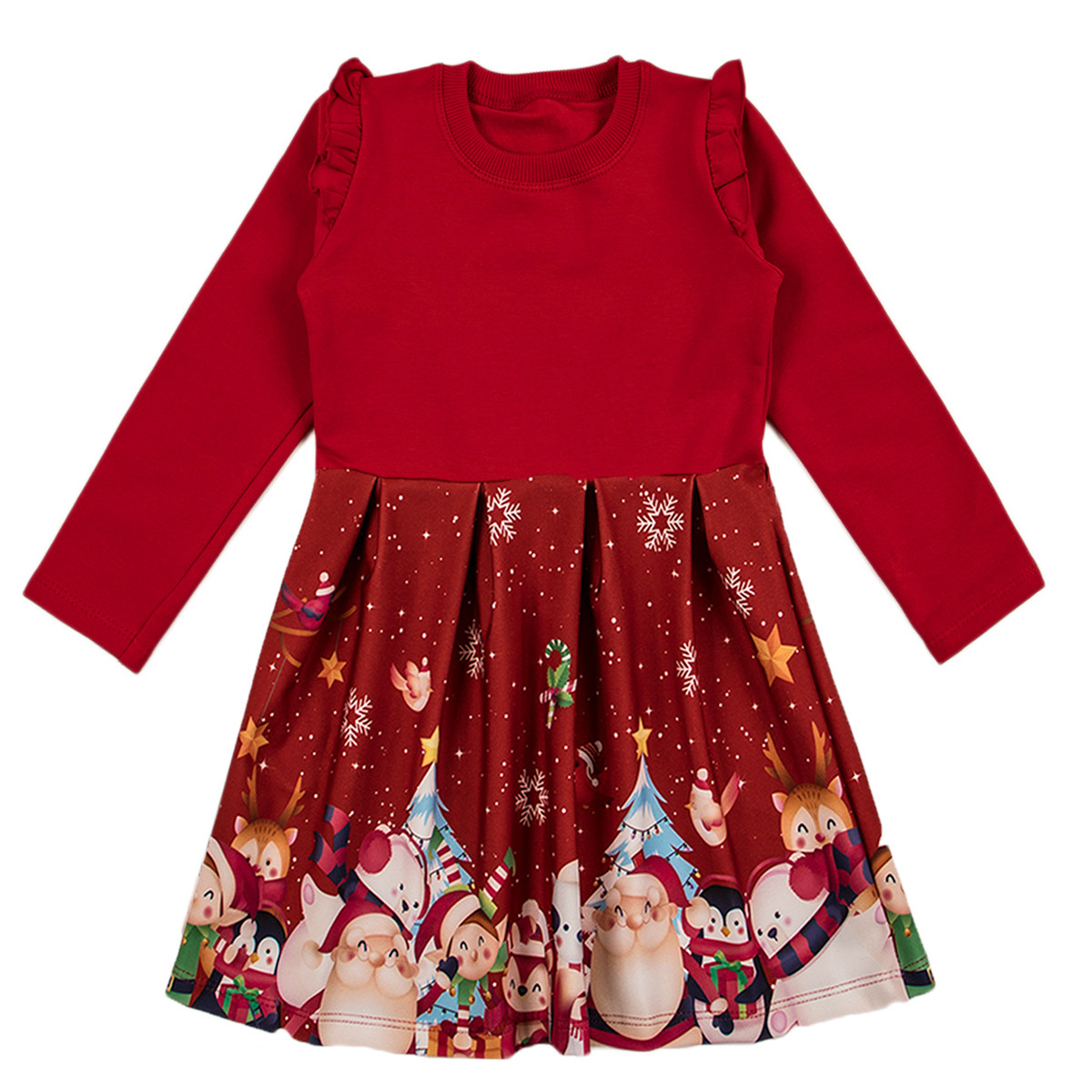 Коледна ватирана рокля "Елиза" в червено