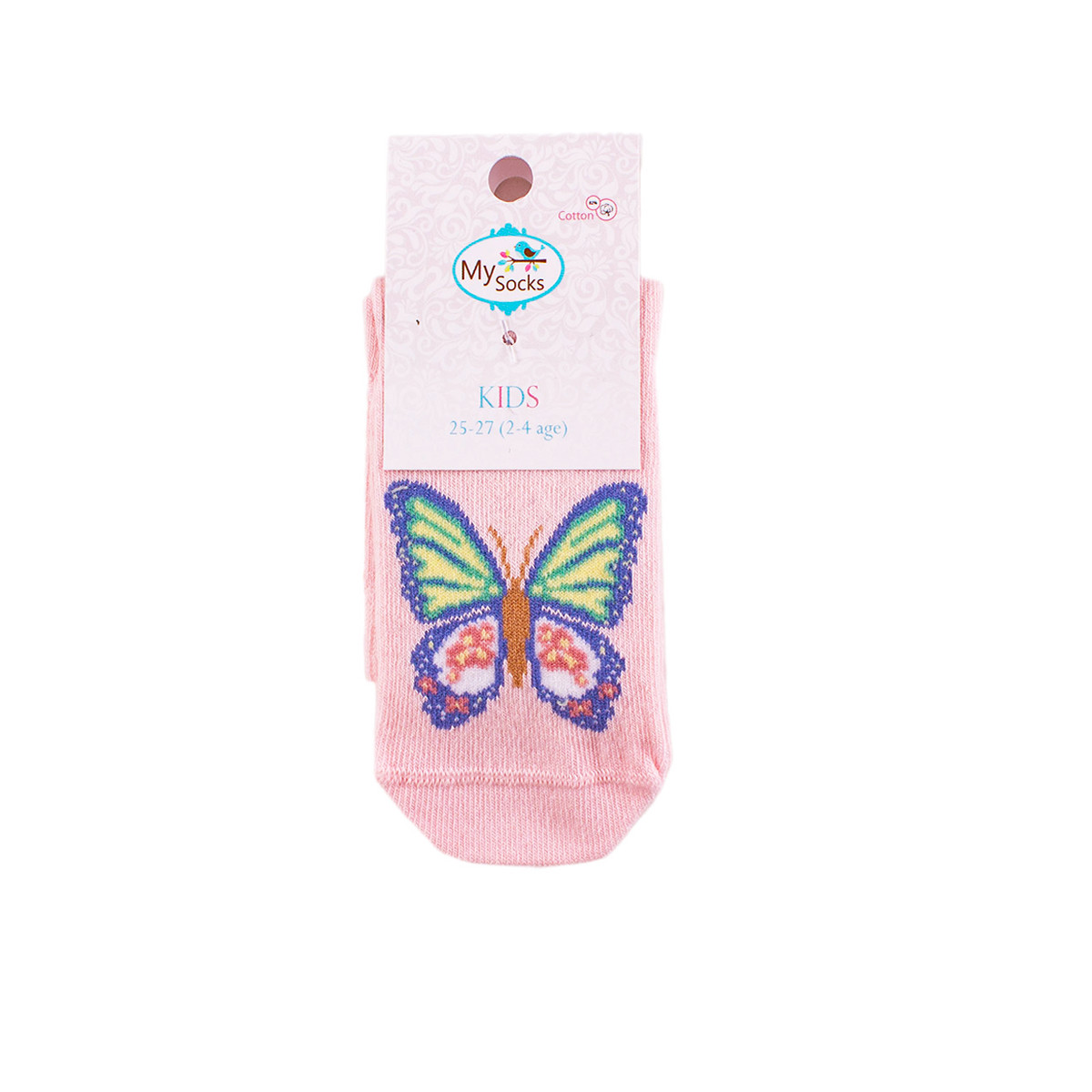 Детски къси чорапки с пеперуда светлорозово