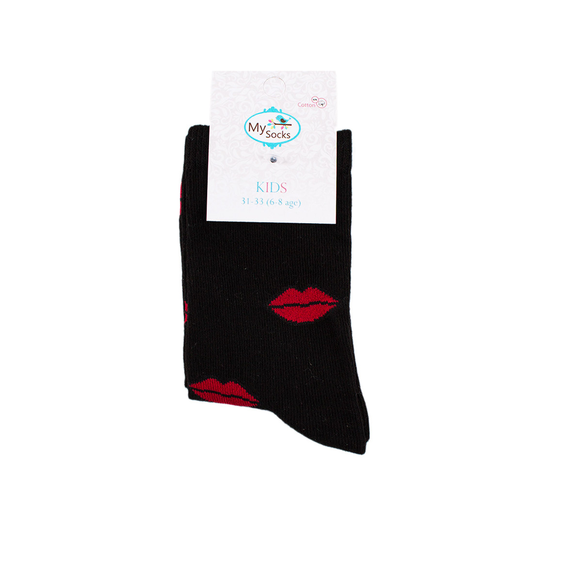 Детски къси чорапки в черно на целувки