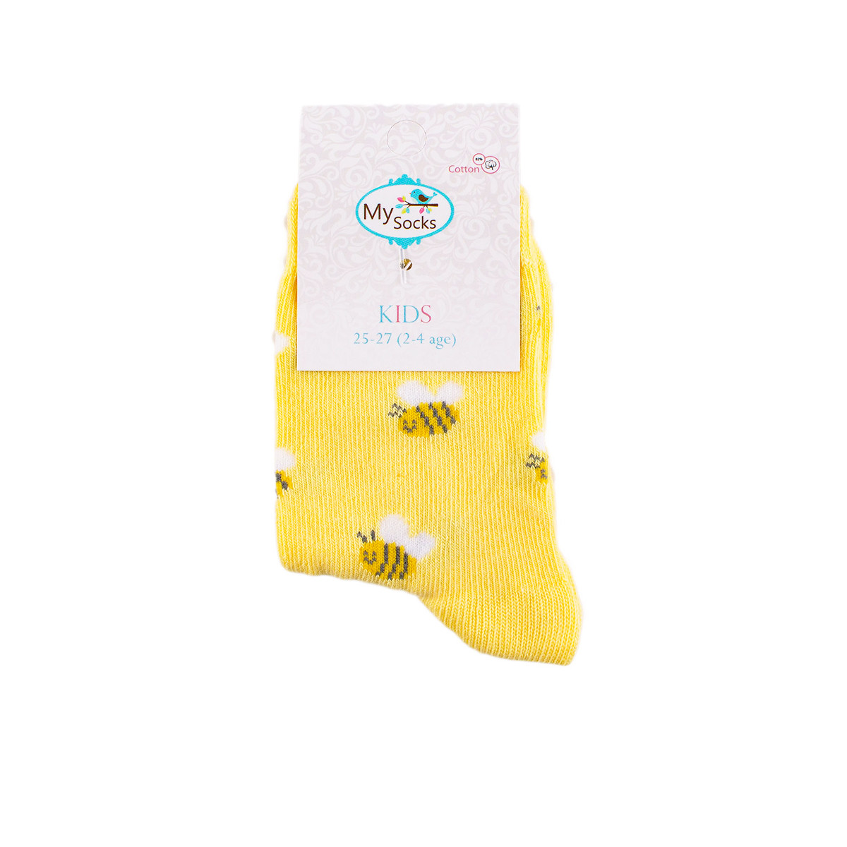 Детски къси чорапки на пчелички в жълто 