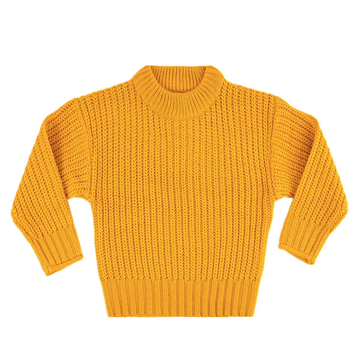 Плетен пуловер в цвят горчица
