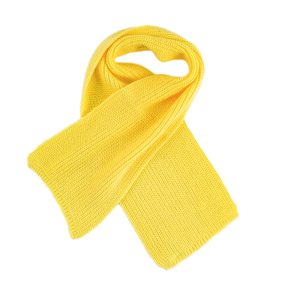 Детски шал от плетиво в жълт цвят 90 х 15 см