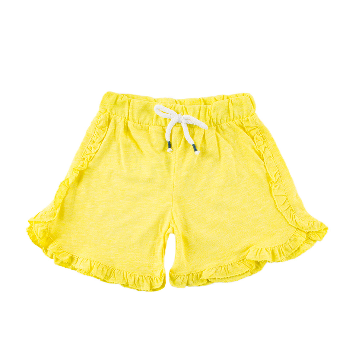 Къси панталонки с къдри в наситено жълто