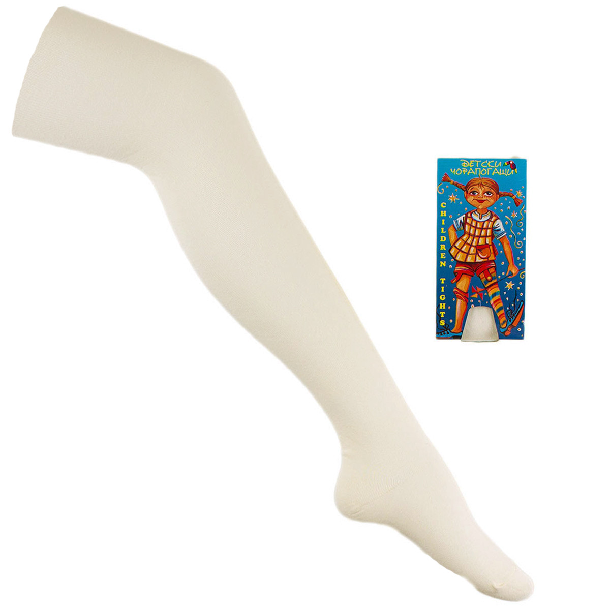 Памучен чорапогащник в цвят екрю