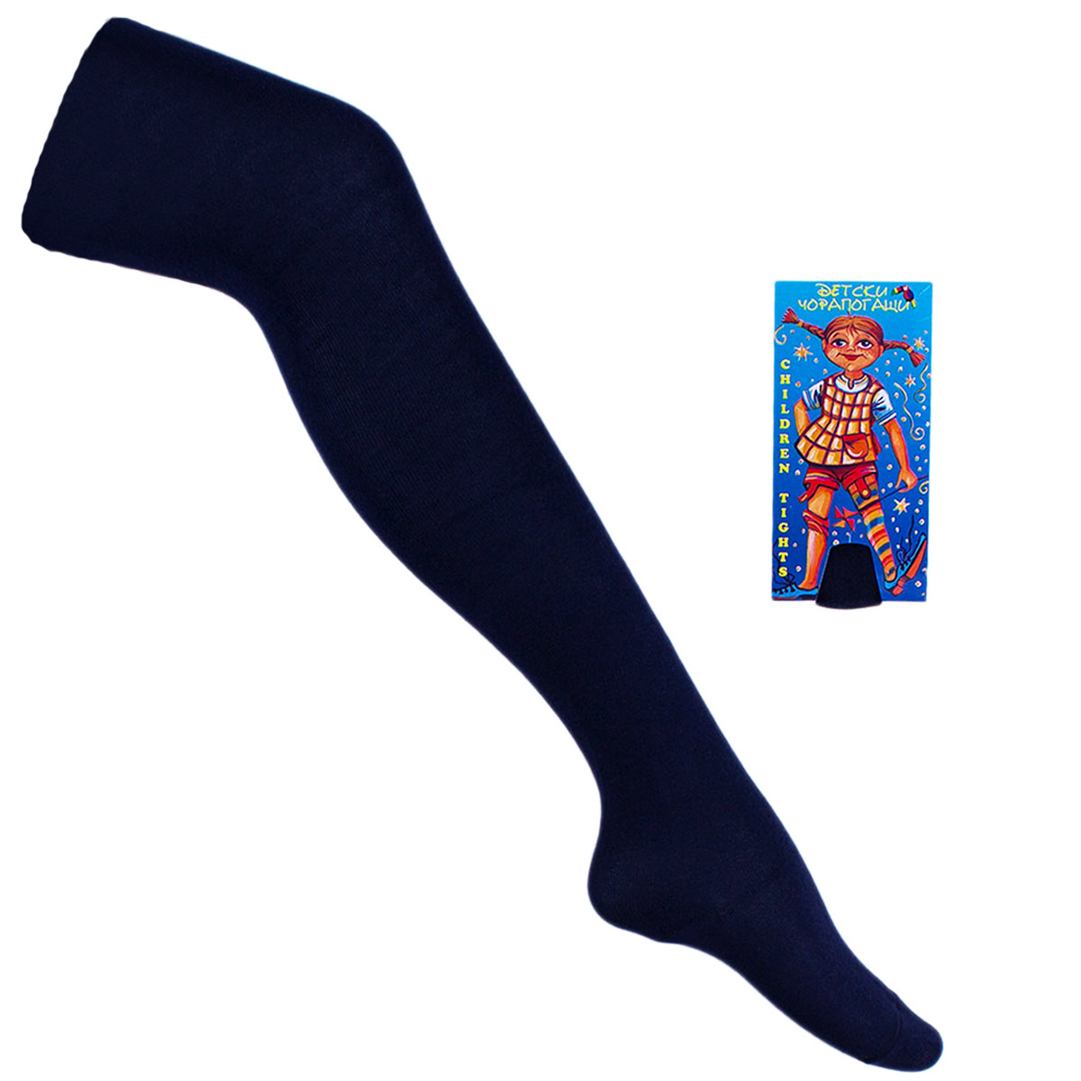 Памучен чорапогащник в цвят индиго