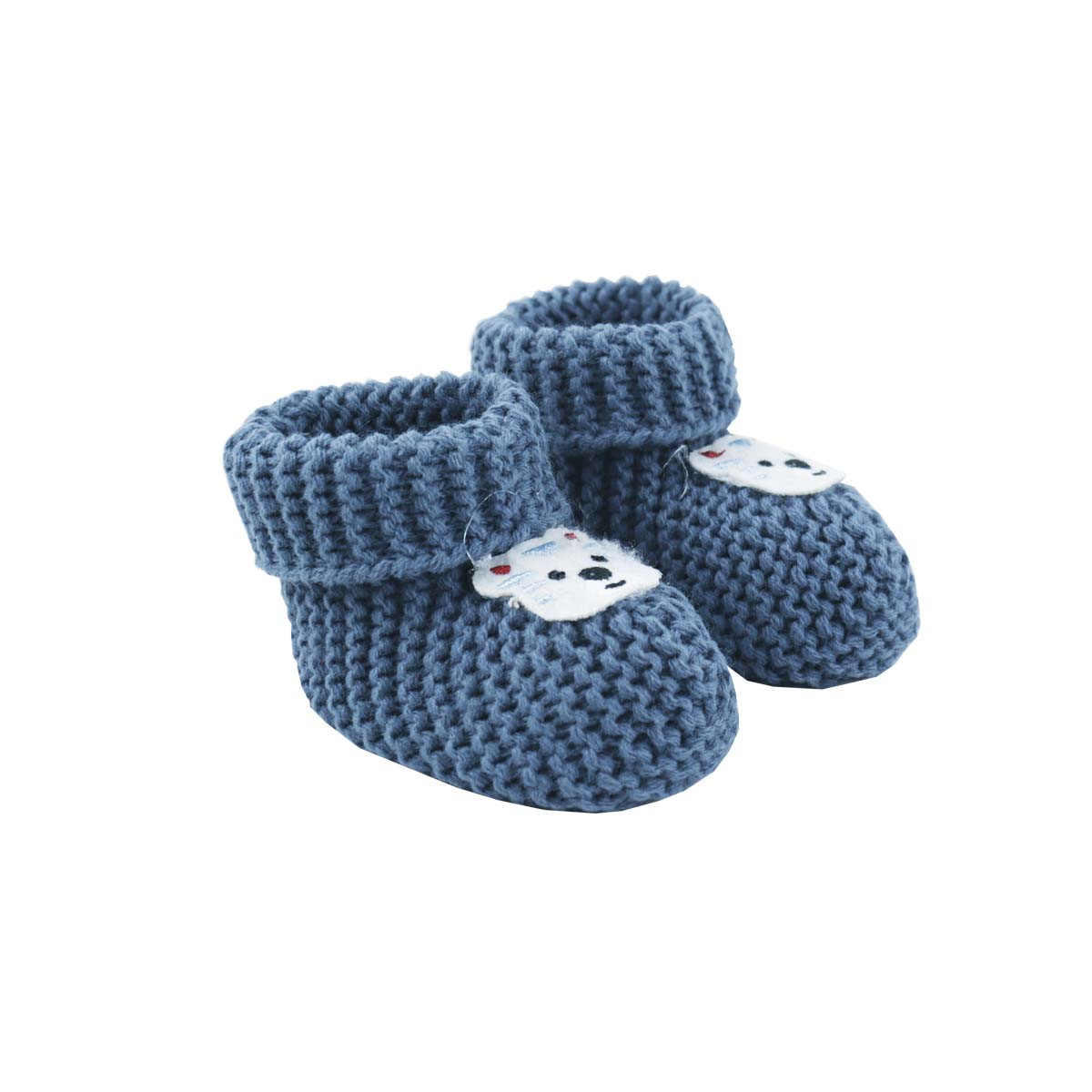 Бебешки плетени терлички в синьо