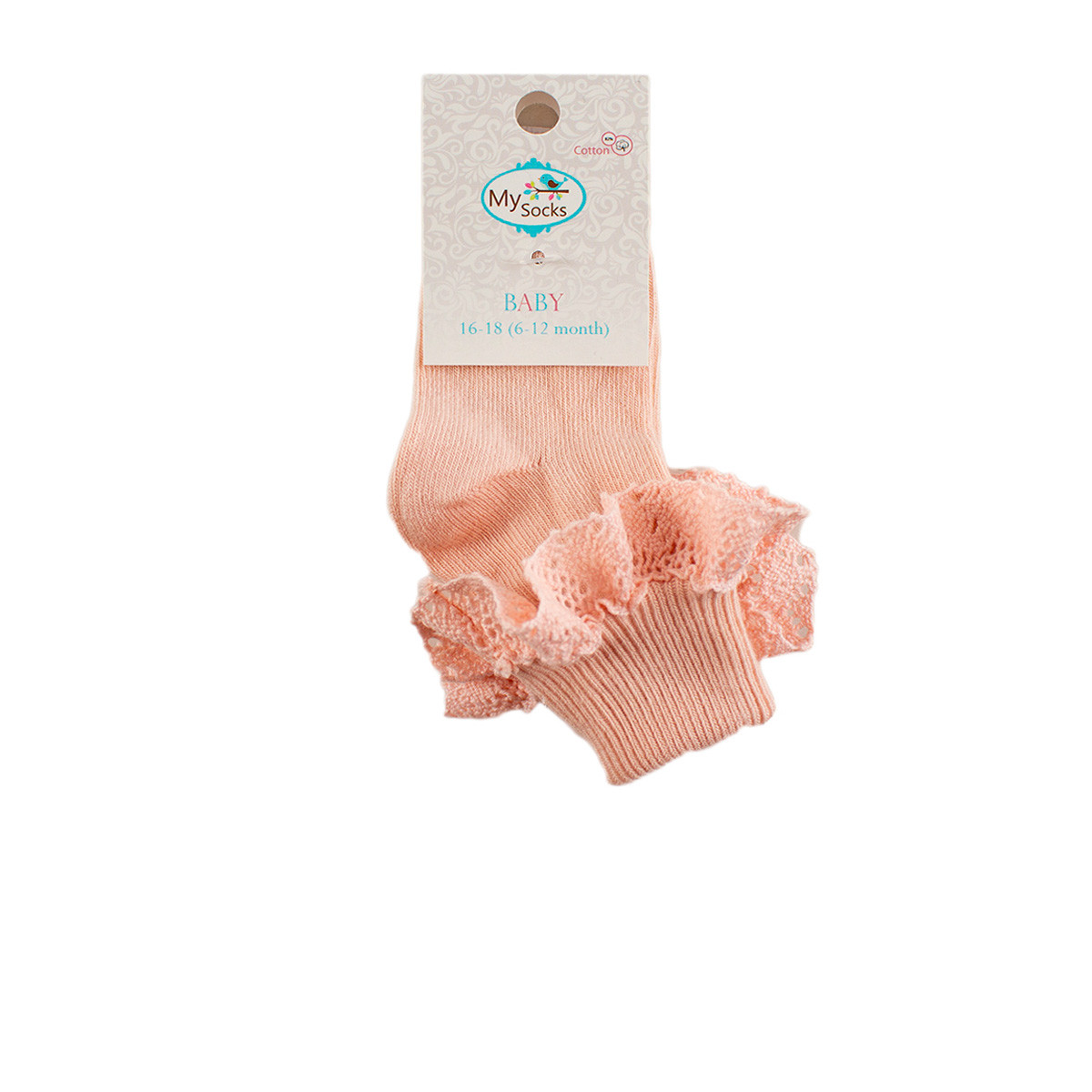 Бебешки къси чорапки с дантелка (1 - 12 мес.)