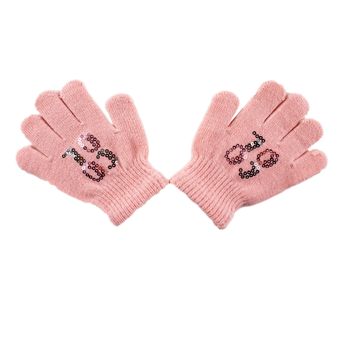 Детски ръкавици с пайети в розово за момичета