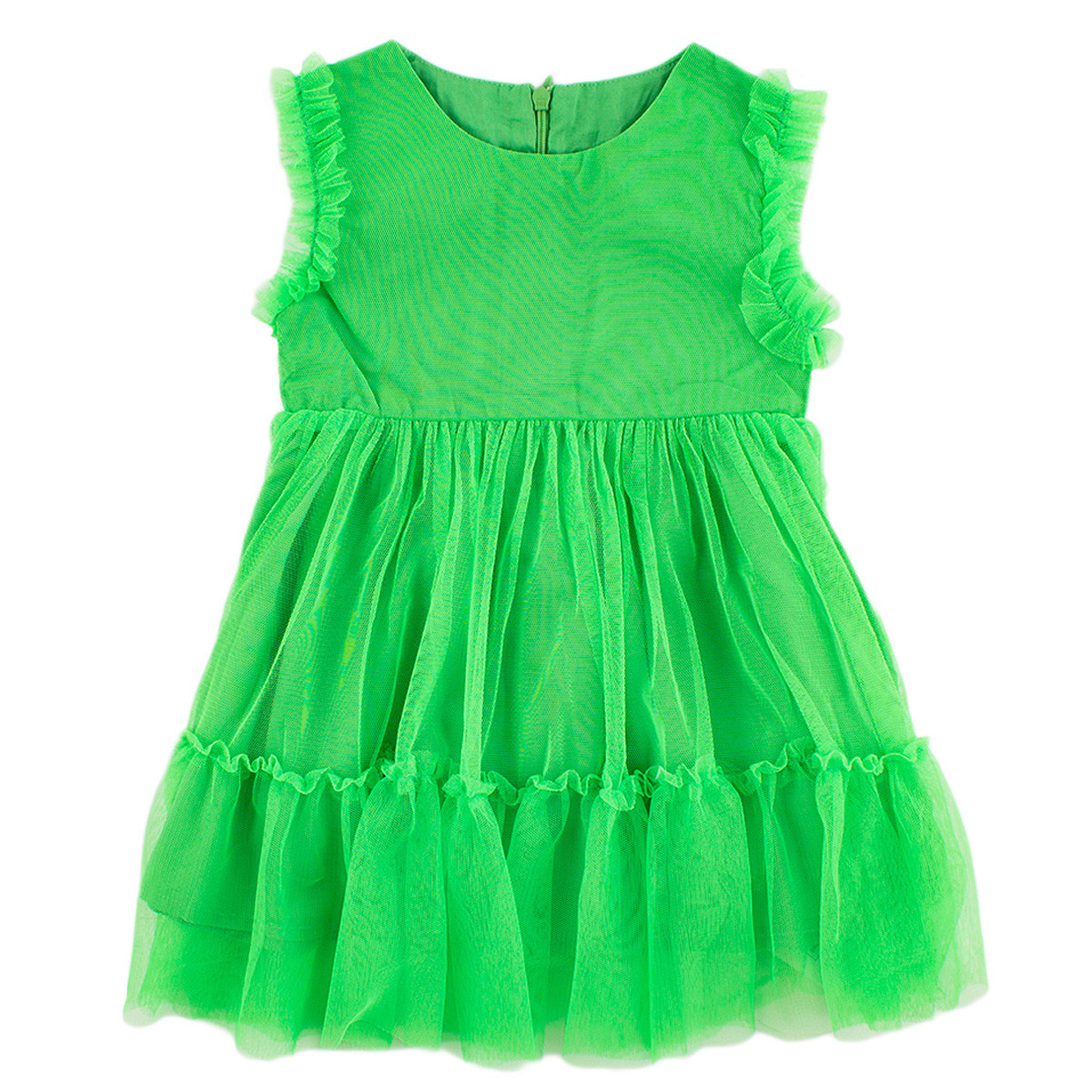 Лятна рокля от тюл и памук в зелено "Бояна"