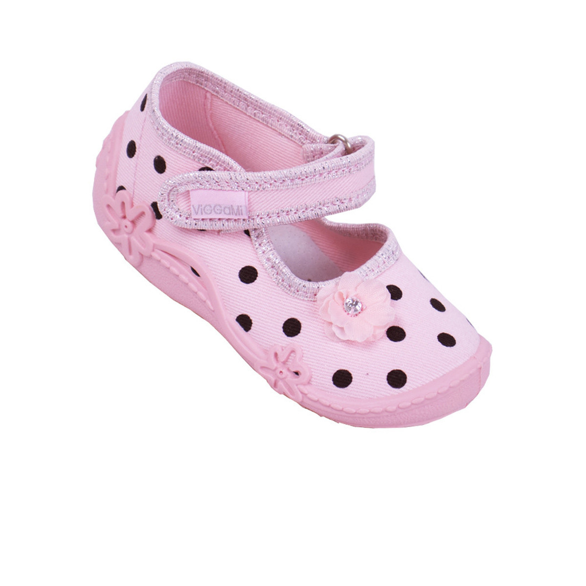 Анатомични дишащи текстилни обувки в розово с точки