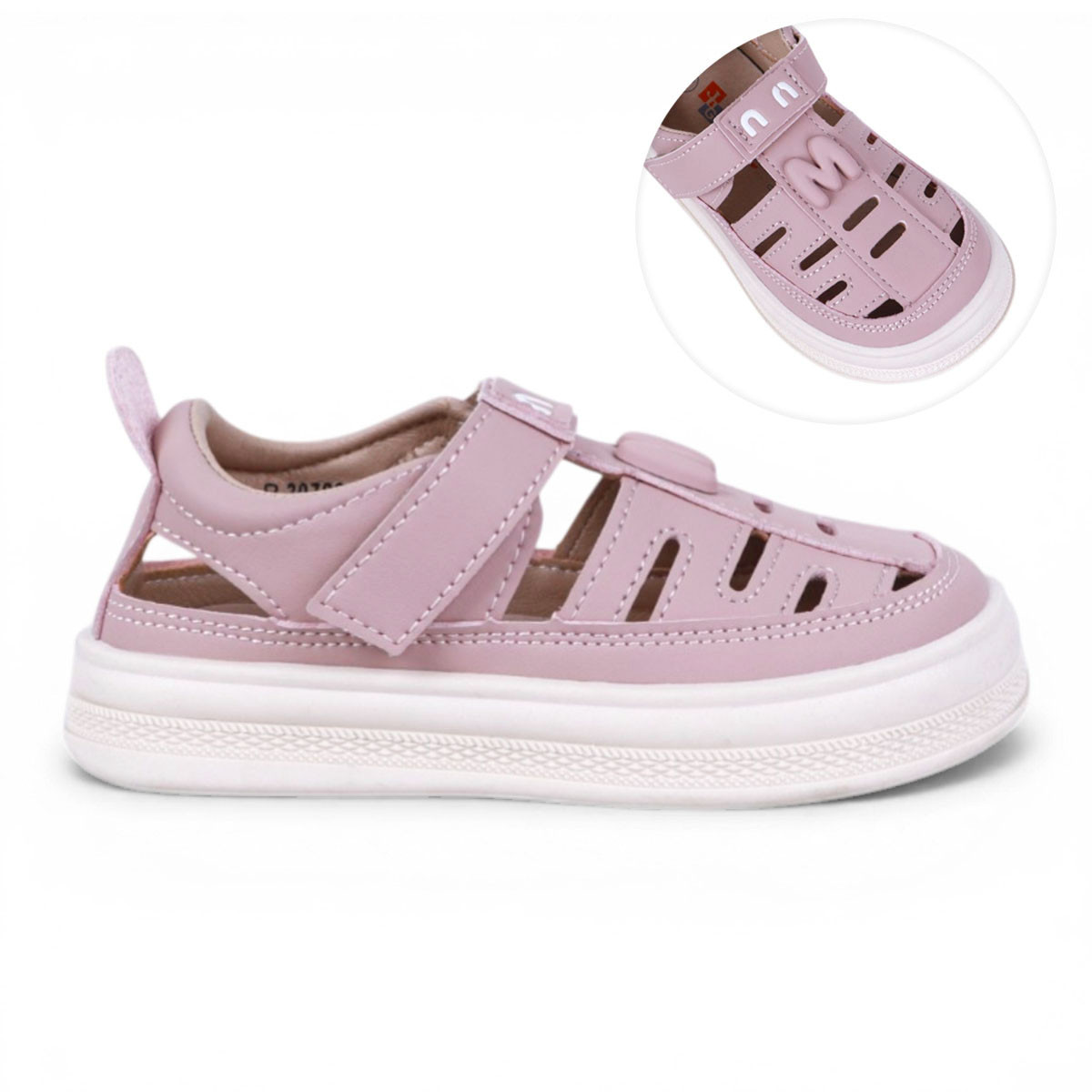 Анатомични сандали от екокожа в опушено розово