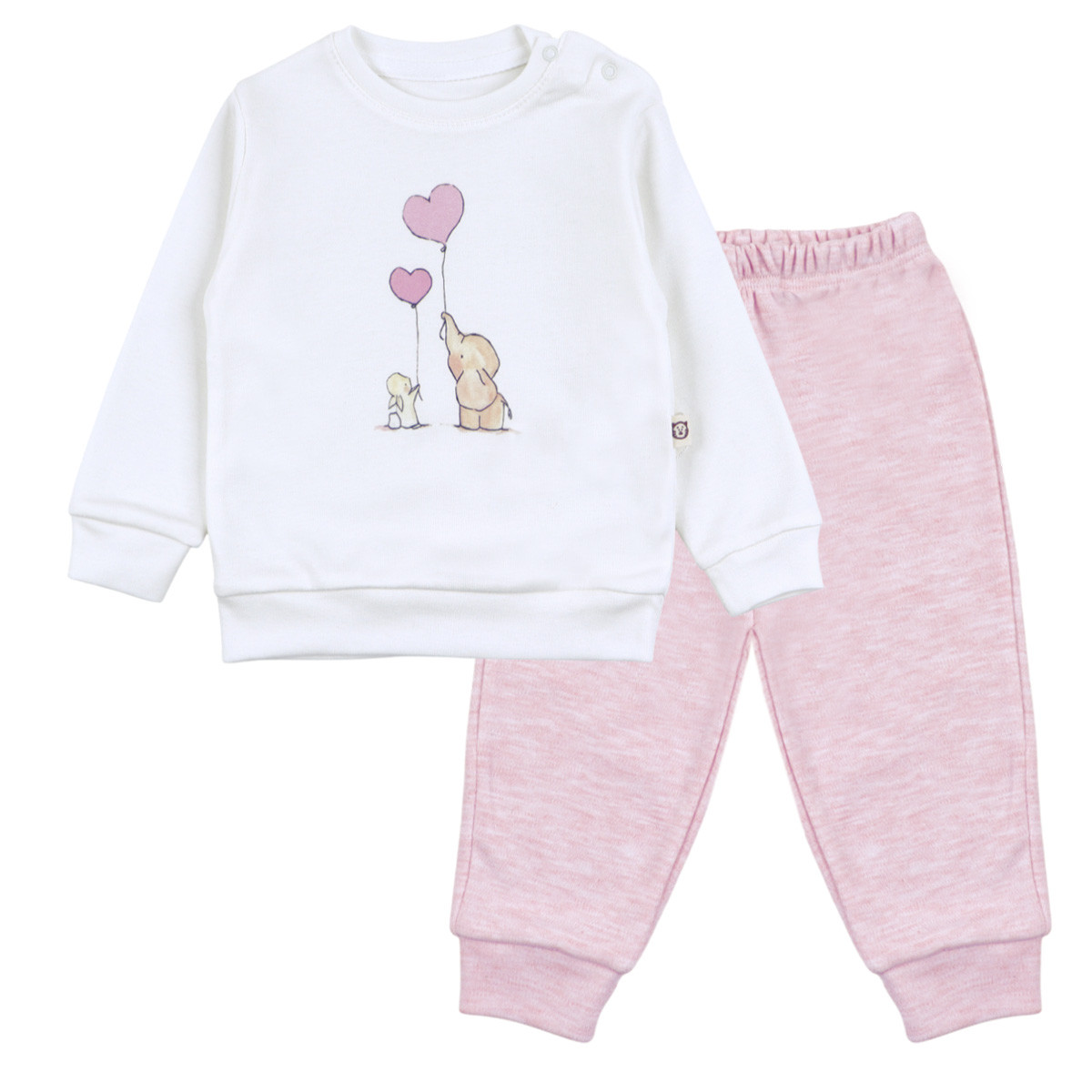 Бебешки комплект в екрю и розов меланж