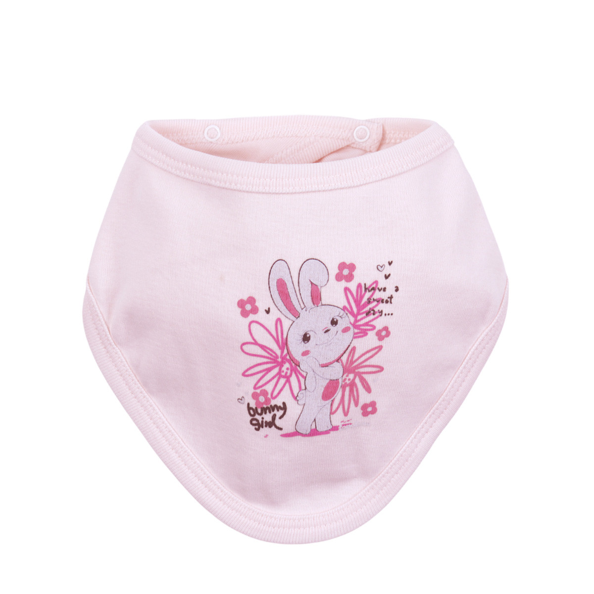 Бебешка двупластова бандана "Bunny girl" в розово