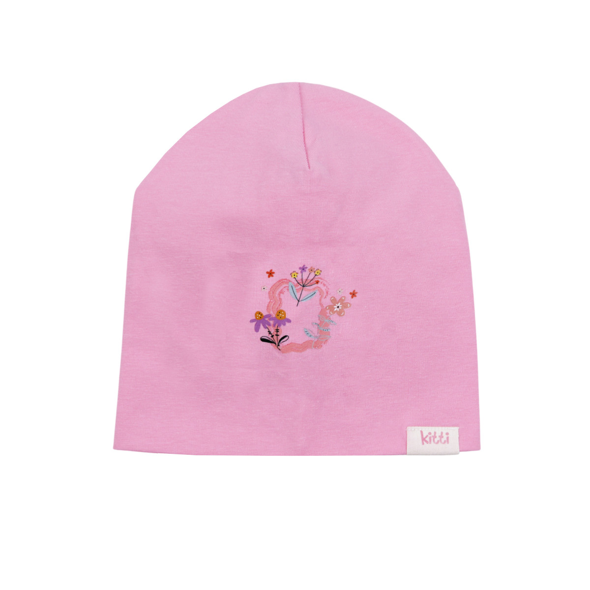 Бебешка двупластова шапка с цветчета в розово