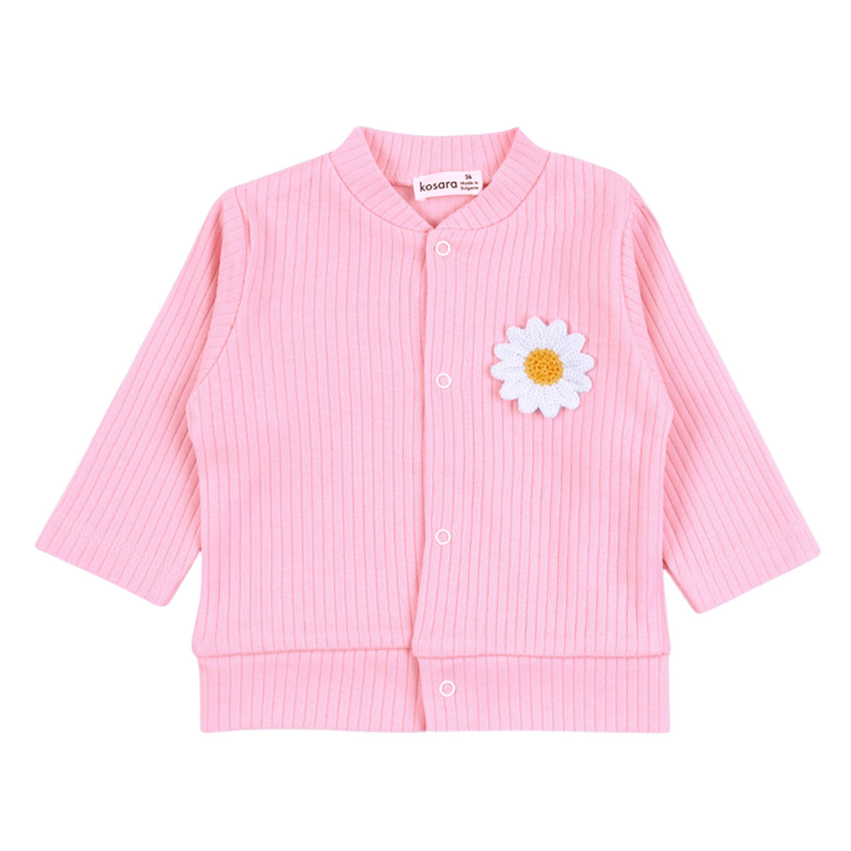 Бебешка памучна жилетка "Happy daisy" в розово