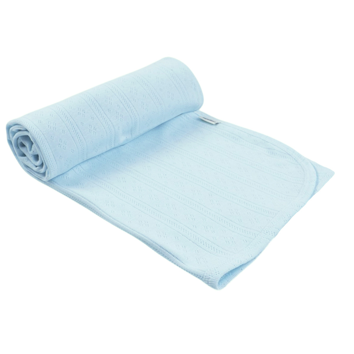 Бебешка ажурена пелена в синьо 80 х 75 см