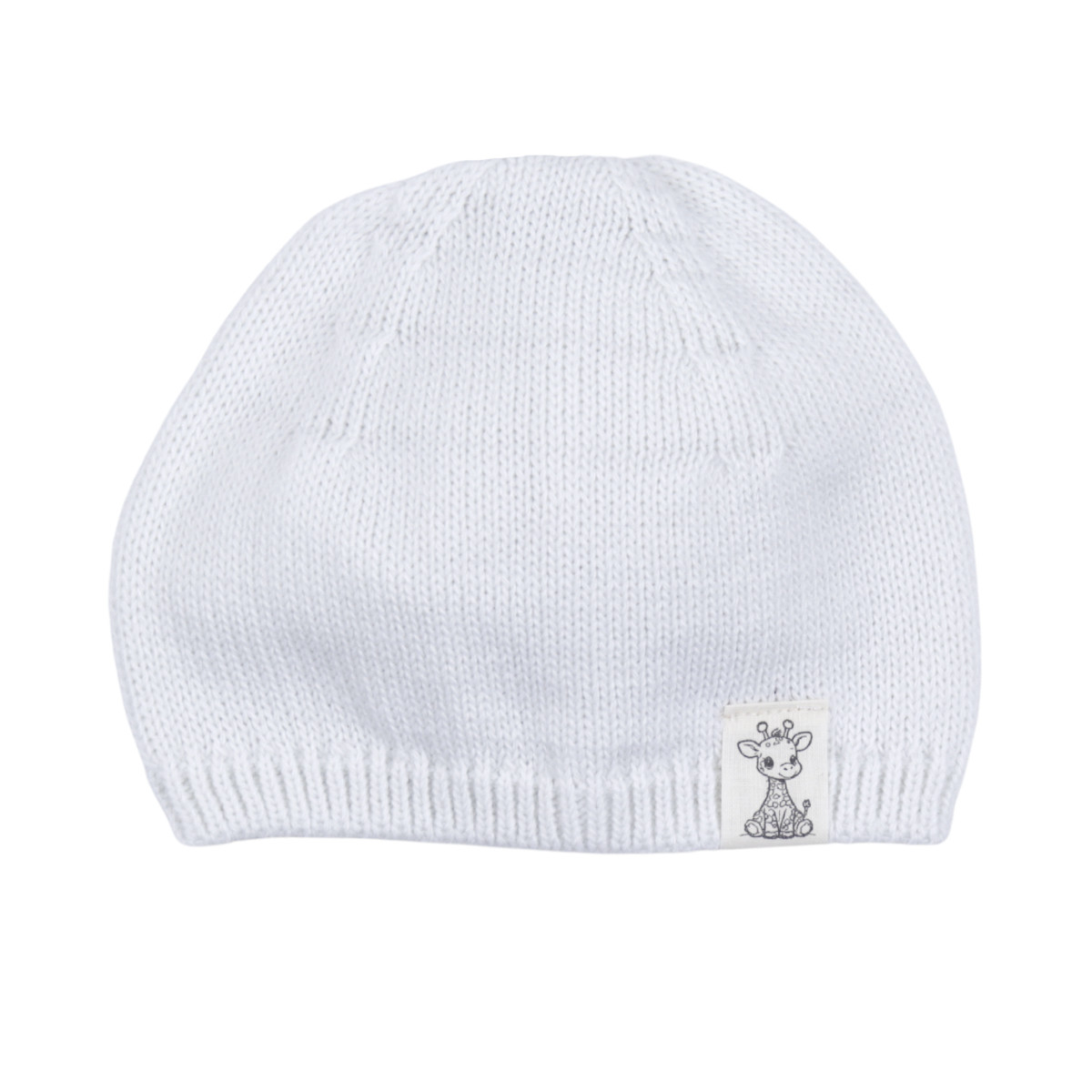 Бебешка плетена шапка "Жирафче" в бяло