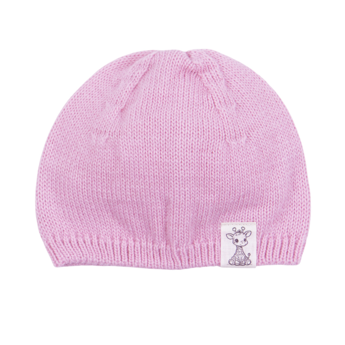 Бебешка плетена шапка "Жирафче" в розово