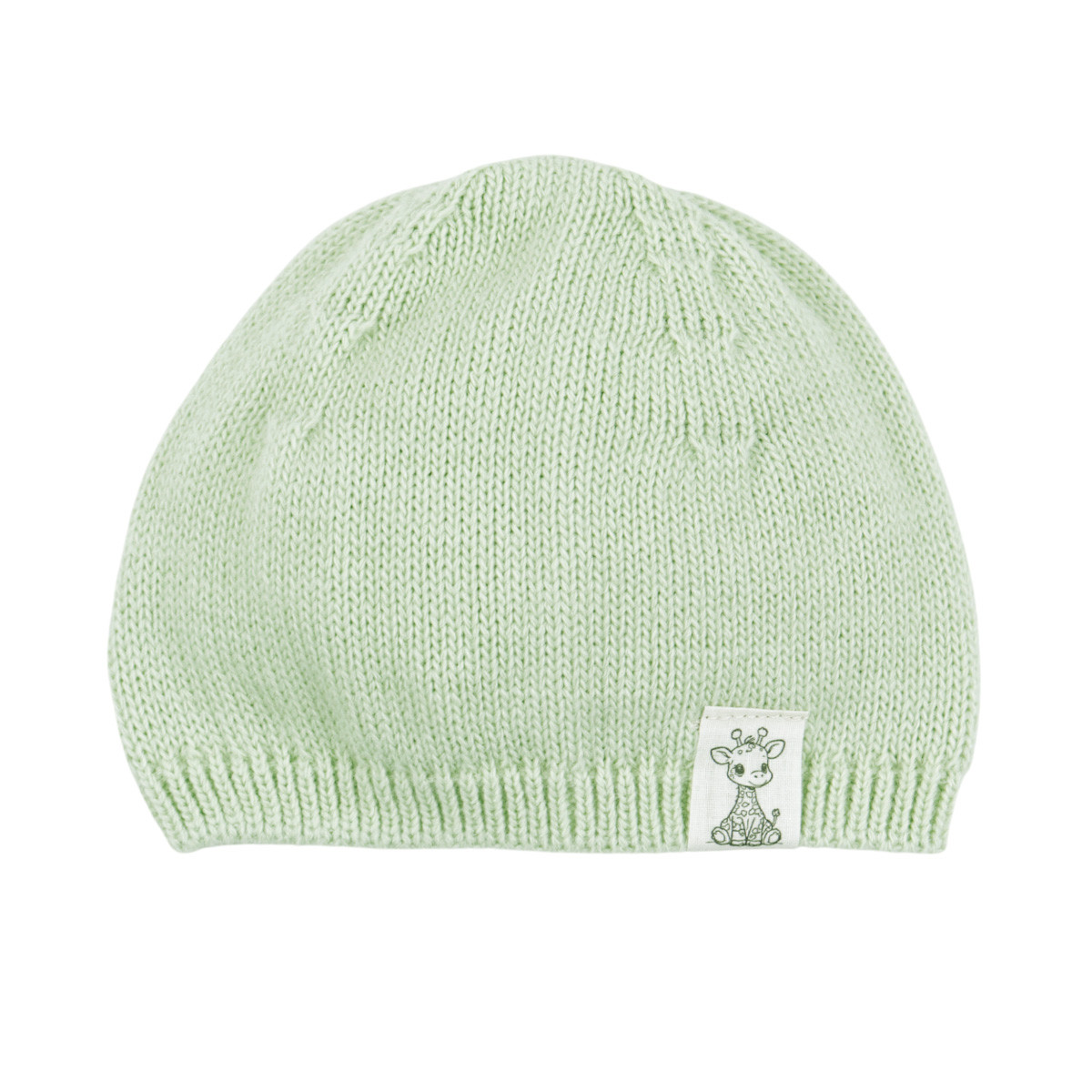 Бебешка плетена шапка "Жирафче" в зелено
