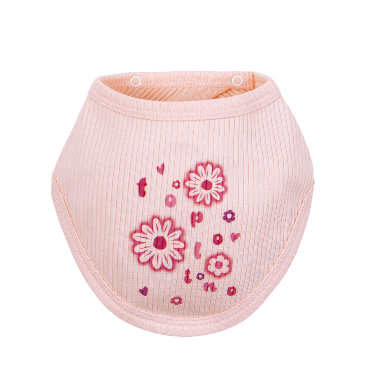 Бебешка рипсова бандана "Flowers" в праскова