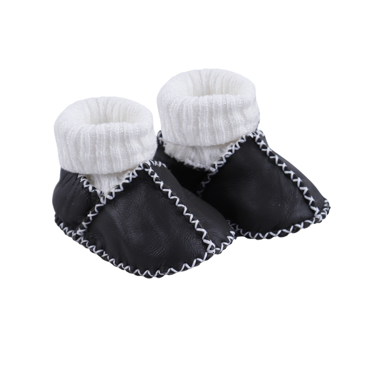 Бебешки буйки от естествена кожа в черно