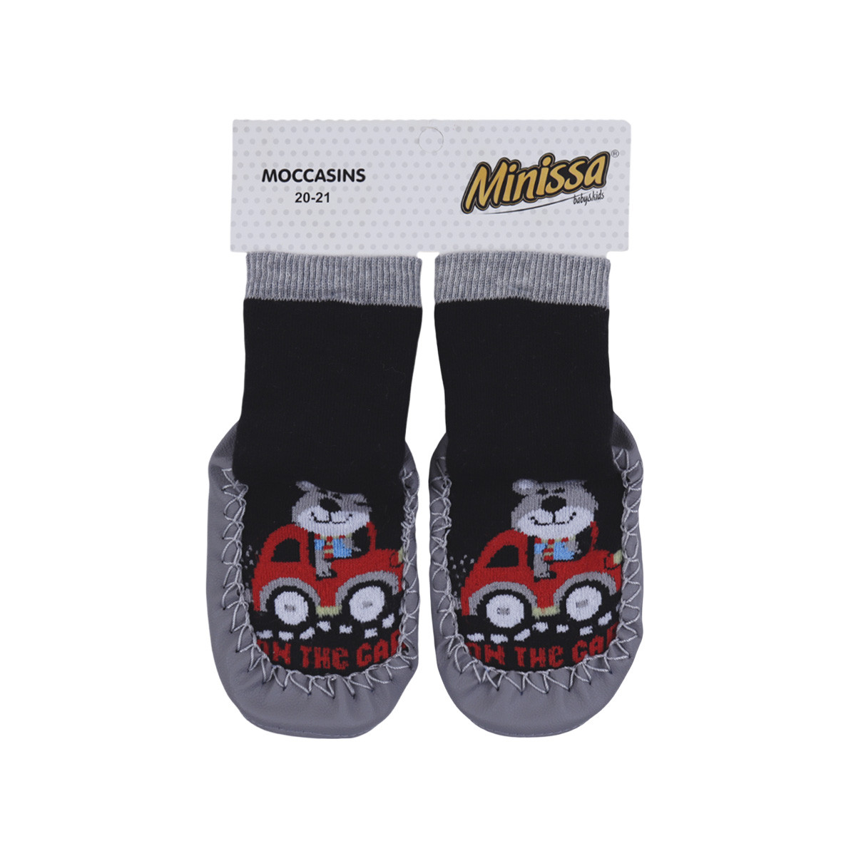 Бебешки чорапки с кожена подметка "Car"