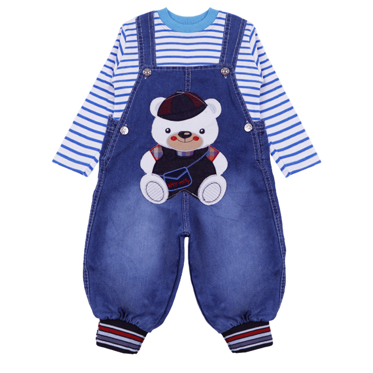 Бебешки дънков гащеризон с блуза 