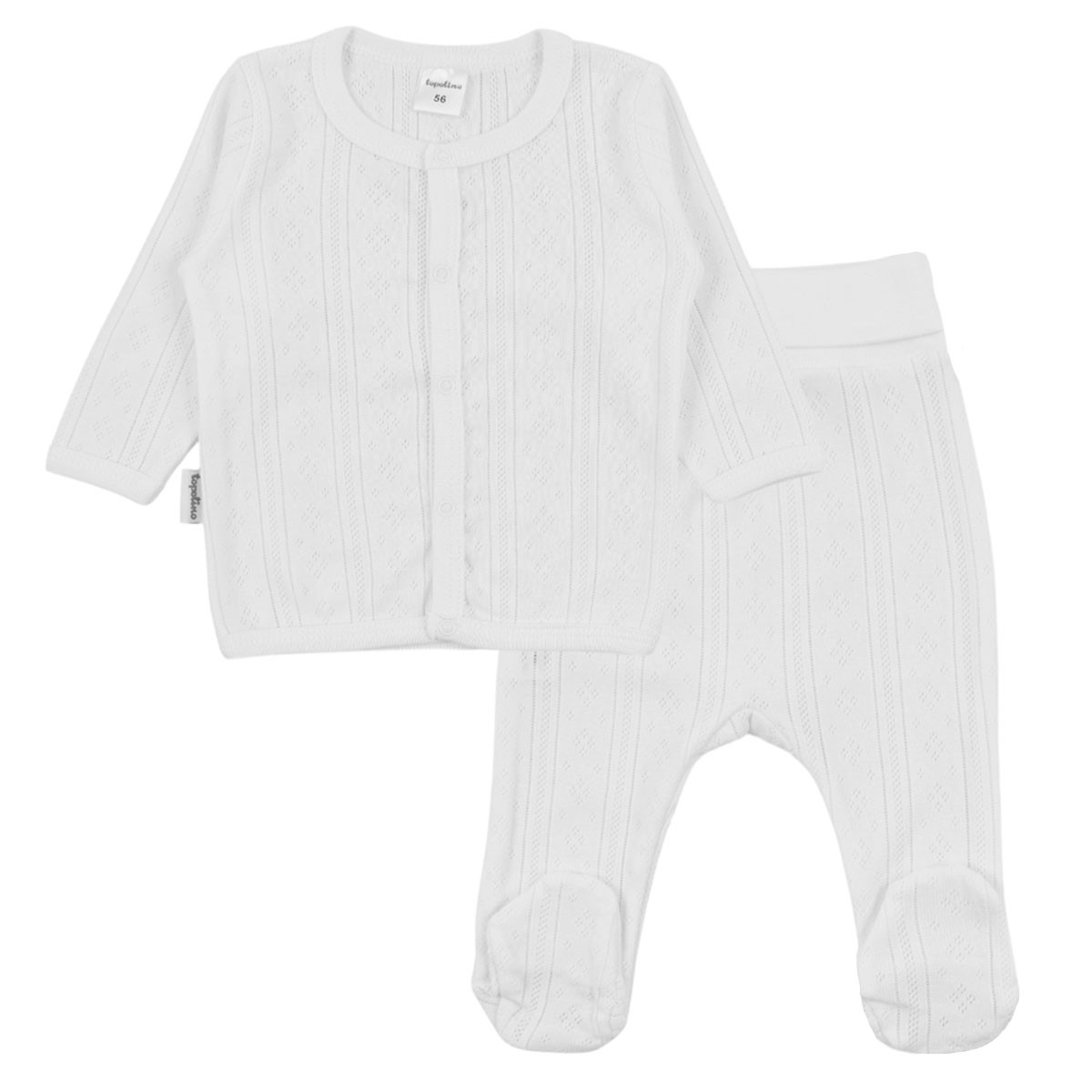 Бебешки комплект от памучен ажур в екрю