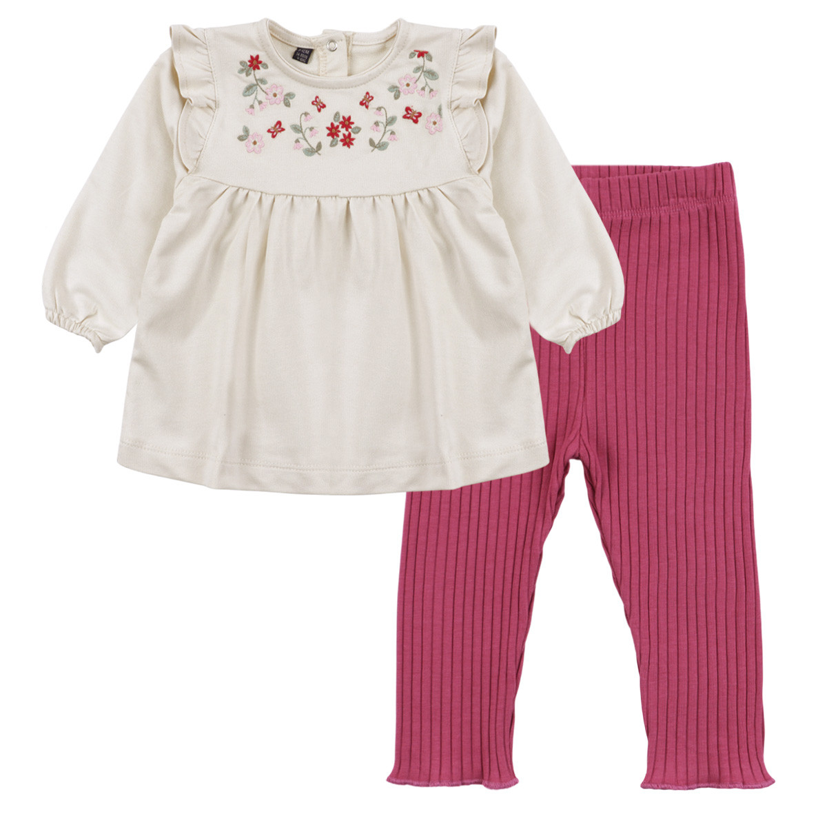 Бебешки комплект с бродерия и къдрички