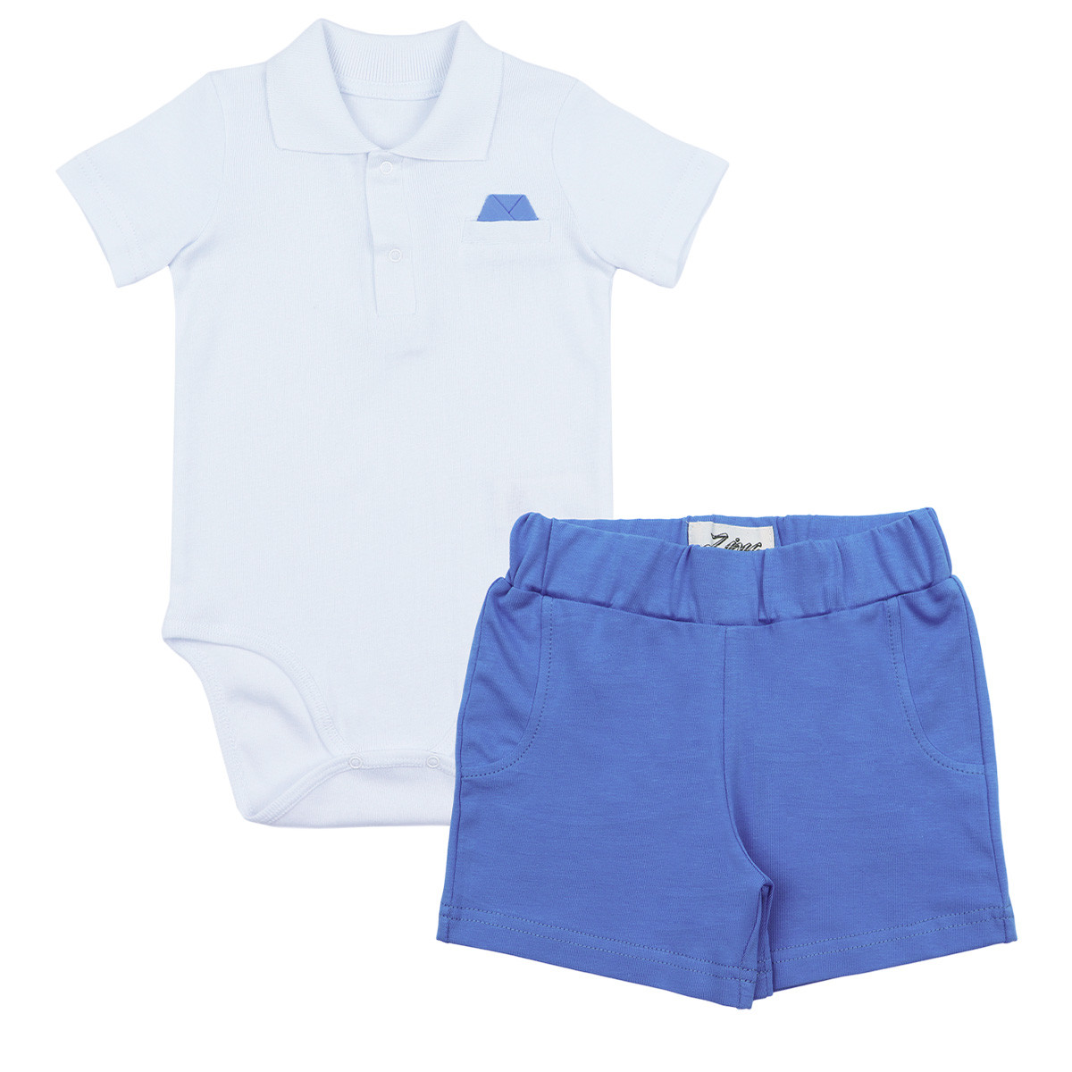 Бебешки комплект за момчета в синьо и бяло