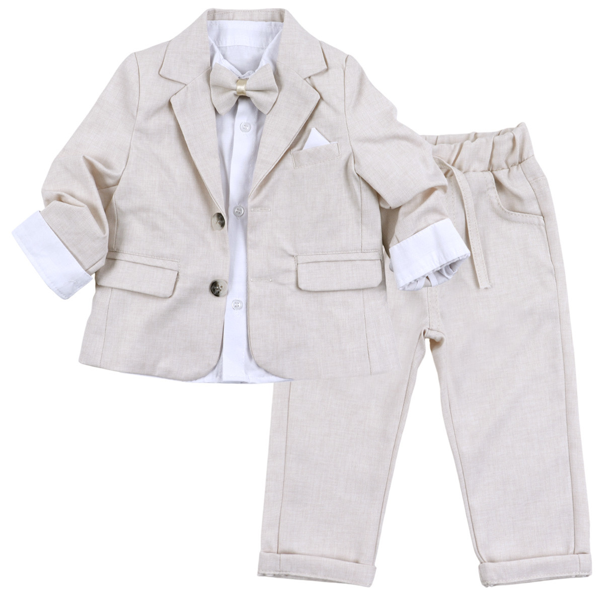 Бебешки официален комплект от 4 части в бежов меланж